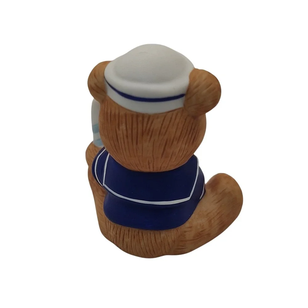 Vintage Homco Teddy Bear Figurine Playtime Sailor Boy Holding Boat Nautical 1417